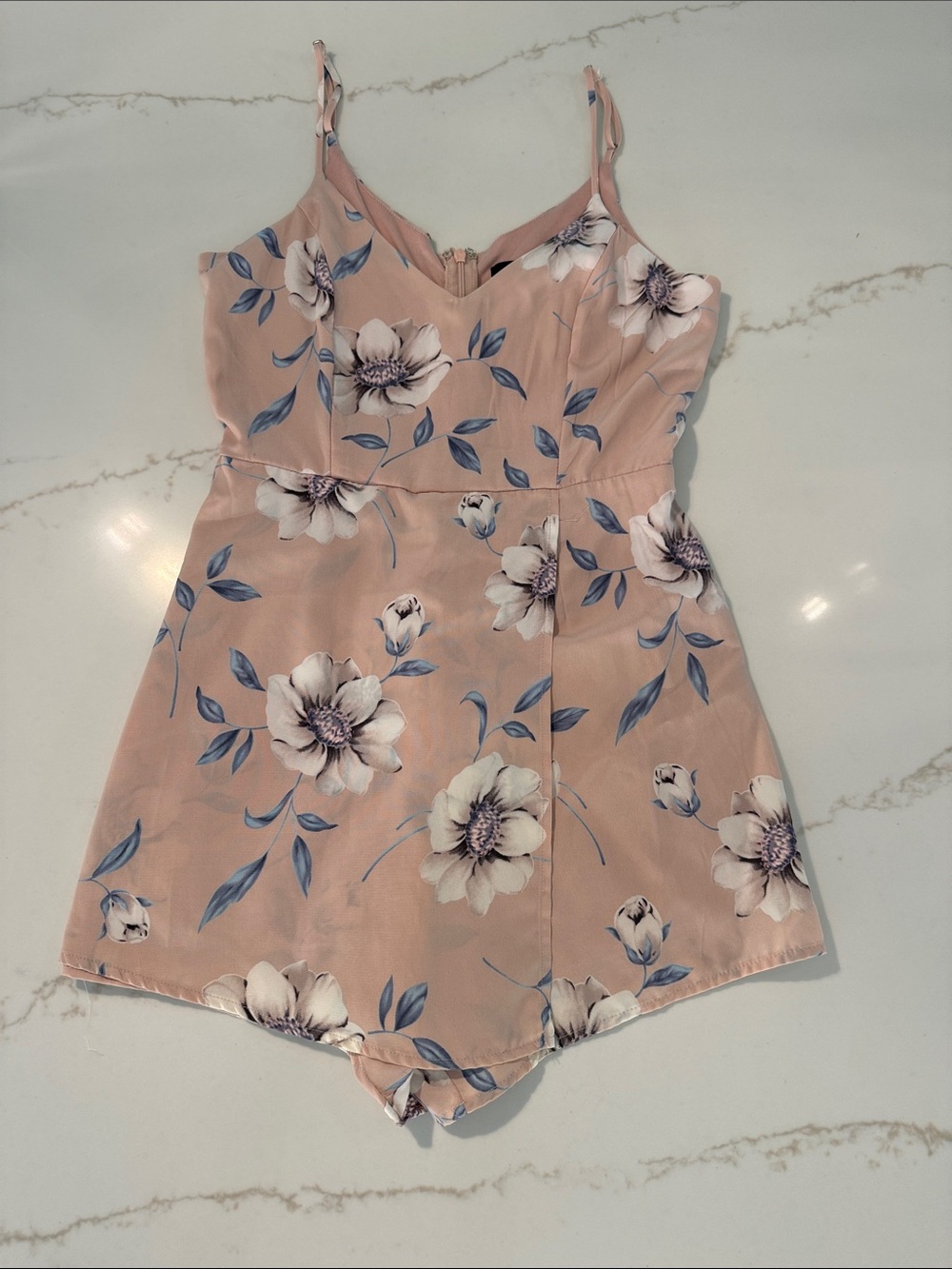 Lulu's Dusty Pink Floral Spaghetti-Strap Romper